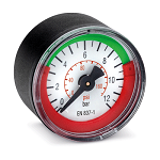 Pressure gauges with rear connection and adjustable red-green colored